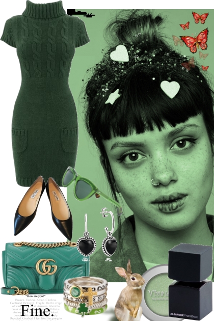 GREEN DRESS,. 4222-- Модное сочетание