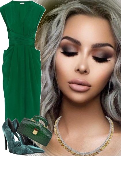 GREEN DRESS 432022- Модное сочетание