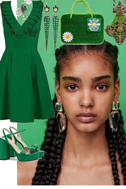 GREEN DRESS ~ 4 16 2022- Fashion set
