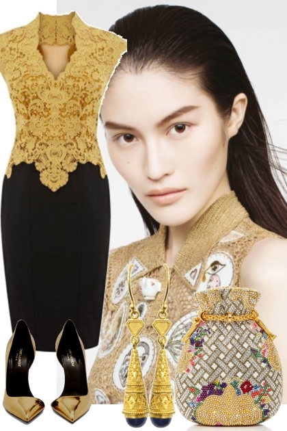 GOLD TOP DRESS 4 19 2022- Fashion set