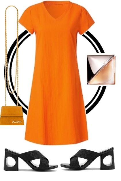 ORANGE TEE SHIRT DRESS 4 30 22- Modna kombinacija