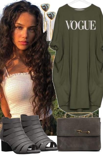 TEE DRESS IN ARMY GREEN 4 30 22- Fashion set