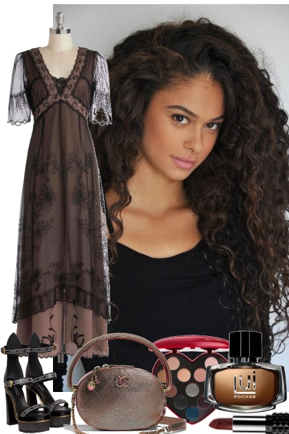 BROWN PRINT DRESS ~ 5272022- Fashion set