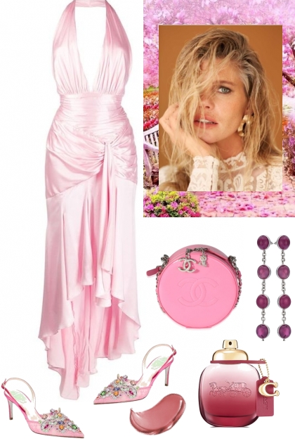 PINK HALTER DRESS 71322- Fashion set