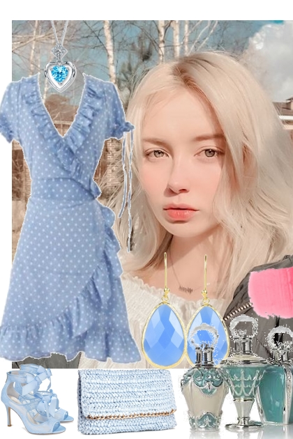 BLUE WRAP AROUND DRESS 7 20 22- Fashion set