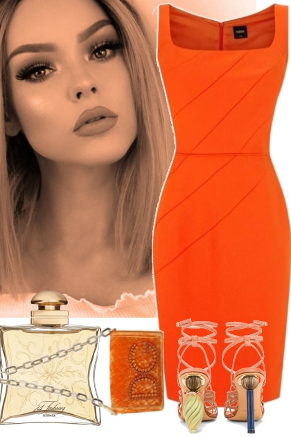 ORANGE DRESS . 7 21 2022- Combinaciónde moda