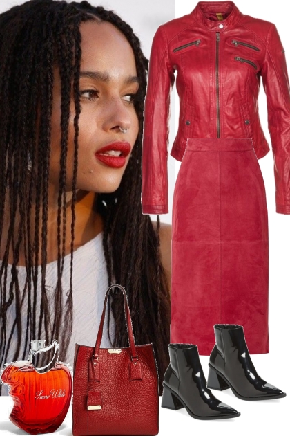 JACKET IN RED WITH SUEDE SKIRT 7 24 2022