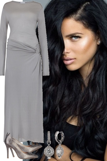 GRAY DRESS ~ 8 3 22- Modna kombinacija