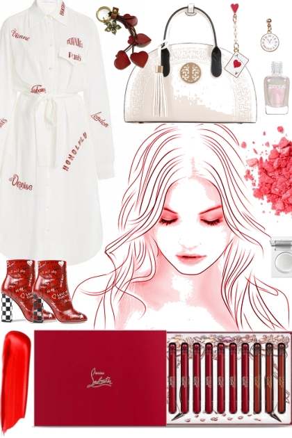 READY FOR FALL IN RED AND WHITE 8522- Modna kombinacija