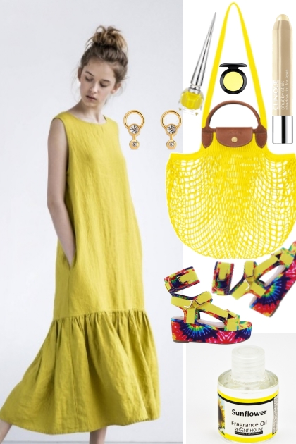 YELLOW DRESS 8622- Модное сочетание