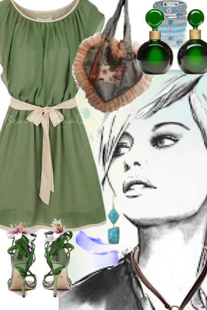 GREEN DRESS 8 13 2022- Fashion set