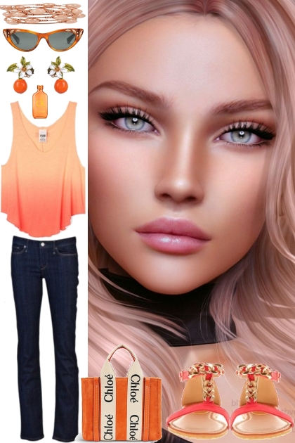 ORANGE WITH JEANS ~ 8 18 2022- コーディネート