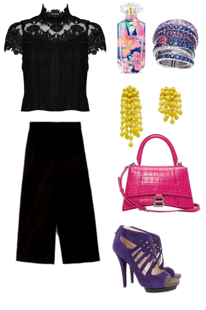 BLACK OUTFIT WITH COLOR ACCESSORIES 82322- Kreacja