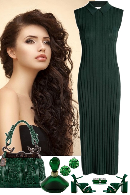 GREEN DRESS ~ ~ 9012022- Modna kombinacija
