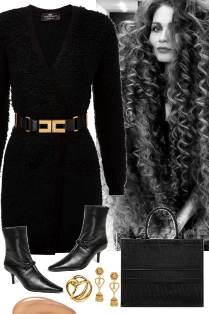 BLACK DRESS ~ WINTER ~ 9922- Fashion set