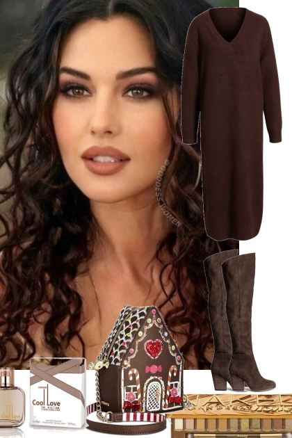 BROWN MIDI SWEATER DRESS ~ 10 14 2022- Fashion set