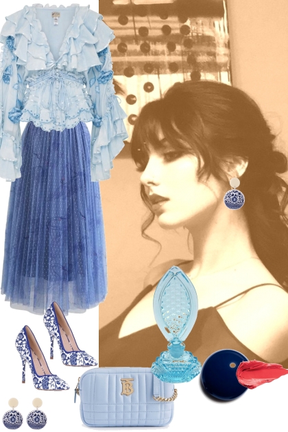 SHIRT AND SKIRT IN BLUE 11822- Fashion set