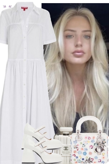 WHITE DRESS 21823- Fashion set