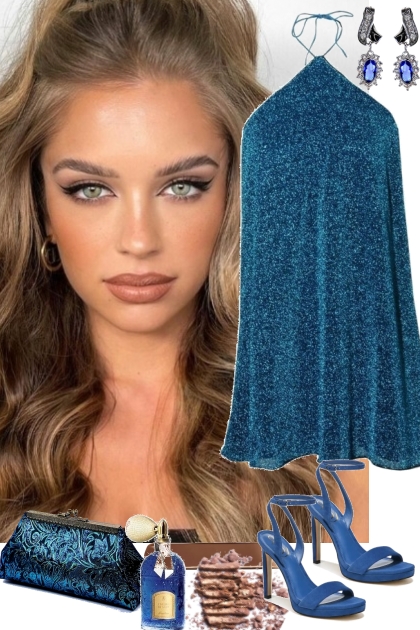 BLUE HALTER DRESS 2 28 2023- Modna kombinacija
