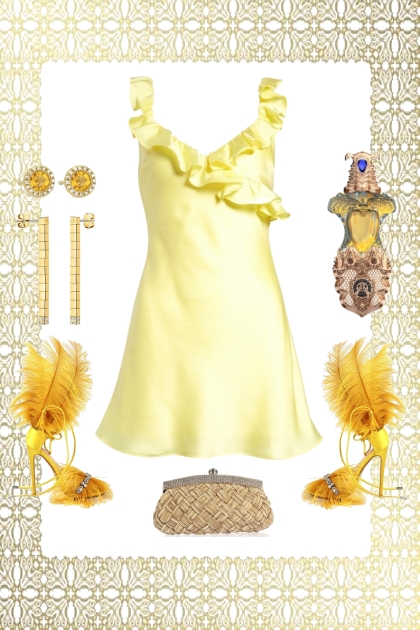 YELLOW DRESS 4123- Modna kombinacija