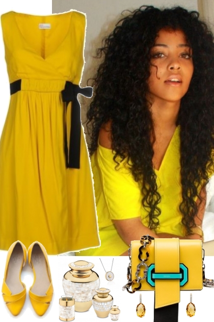 YELLOW DRESS ~ 4 26 2023- Modna kombinacija