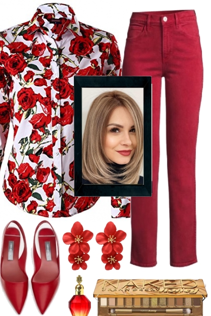 MAY RED FLOWERS 5623- Combinazione di moda