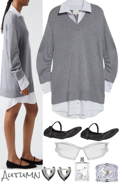 COZY DRESS IN GRAY 9/23/24- Modna kombinacija