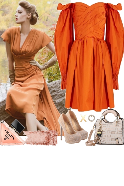 TWO ORANGE DRESSES 10/22/24- コーディネート