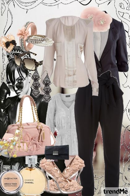 black_beige_pink_white- Fashion set