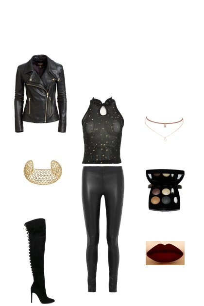 Leather and Gold- Fashion set