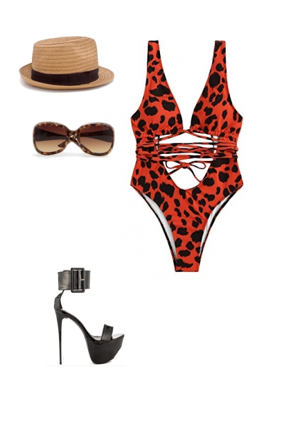 Beach attack by the Cheetos monster.- Fashion set