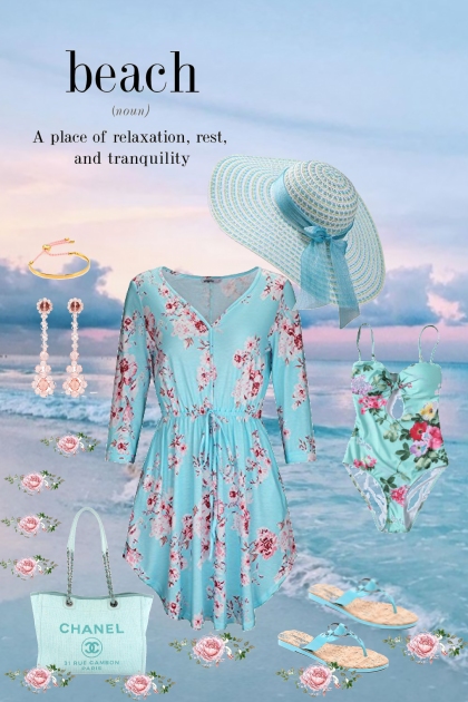 Blue Aquamarine Beach- Fashion set