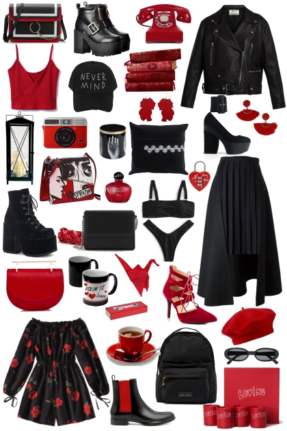 Black/red- Modekombination