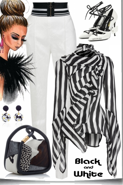 Black and white stripes- Modna kombinacija