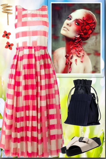 Vichy pinafore dress- combinação de moda