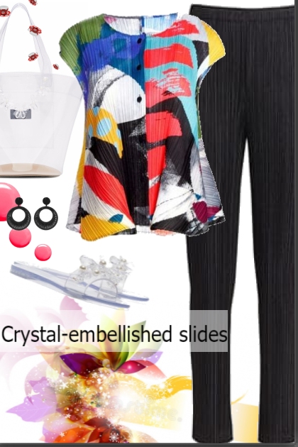 Crystal-embellished slides- Combinazione di moda