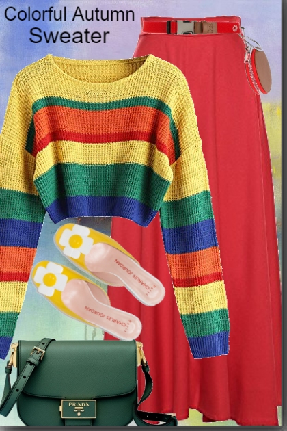 Colorful Autumn Sweater- Modna kombinacija