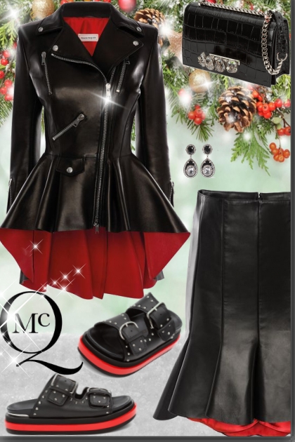 Red & Black Christmas Style- Modna kombinacija