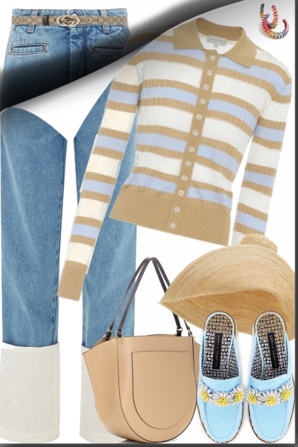  Striped Cardigan - Fashion set