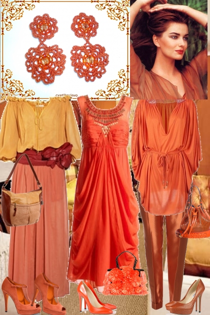 orange fire- Combinazione di moda