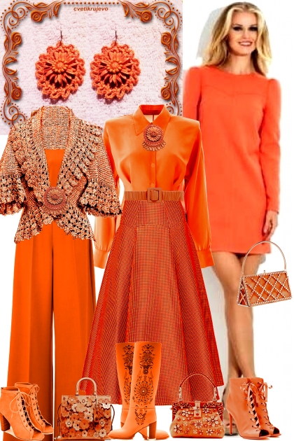 Серьги. Оранжевый цветок3- Fashion set