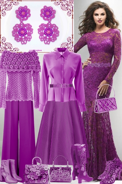 Серьги. Принцесса. Фиолетовые- Fashion set