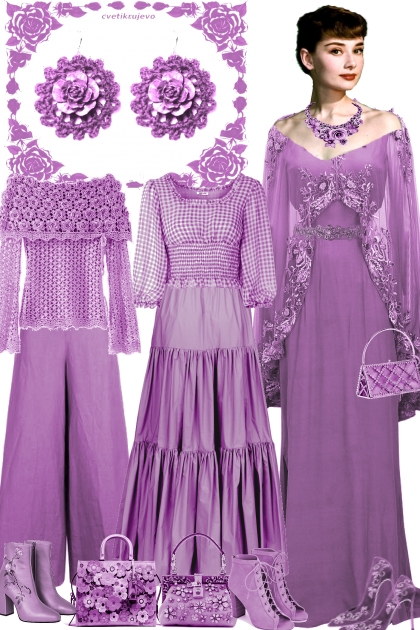 Серьги. Розы. Фиолет- Fashion set