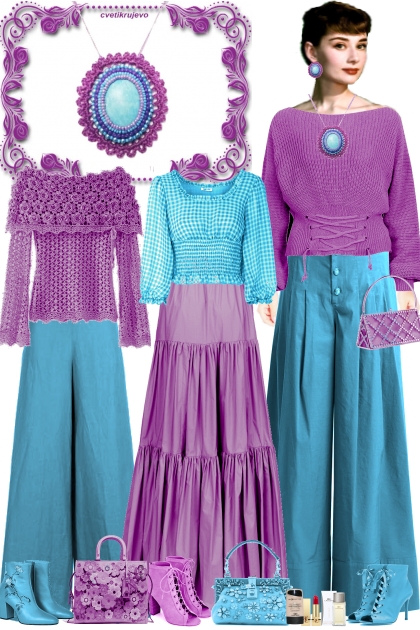 Набор. Императрица. Фиолетовый и голубой 3- Fashion set