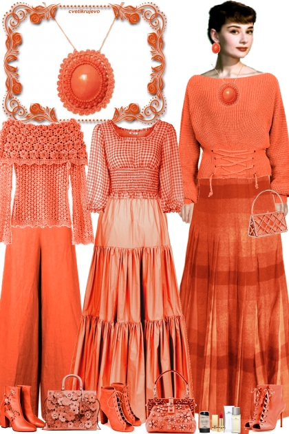 Кулон императрица. Яркий оранжевый 4- Fashion set