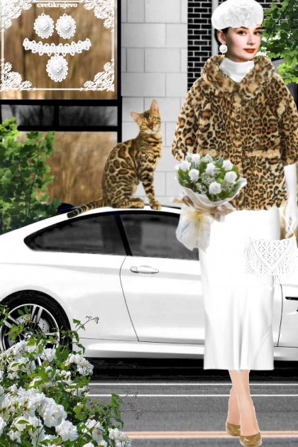 Набор. Камея. Белый. Леопард пейзаж 1- Fashion set