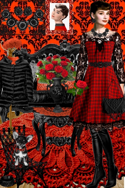 Набор. Розы. Чёрный. Красный. Интерьер. Весна 3- Fashion set
