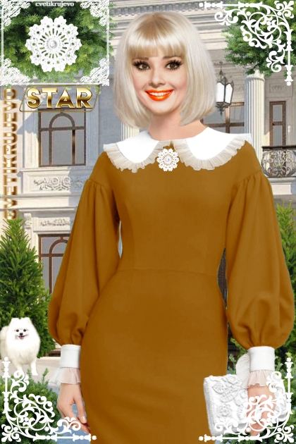 Брошь. Звезда. Белый. Золотой. Одри 1111- Fashion set