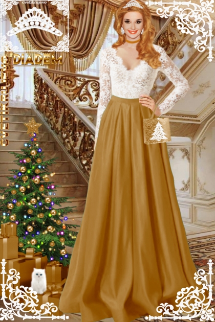 Диадема. Белый. Золотой. Праздник 2222- Fashion set