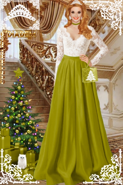 Диадема. Белый. Оливковый. Праздник 2222- Fashion set